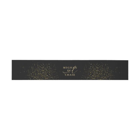 BELLY BAND | Elegant Black en Gold Glitter Uitnodigingen Wikkel (Vlak)