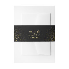 BELLY BAND | Elegant Black en Gold Glitter Uitnodigingen Wikkel