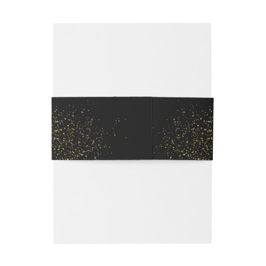 BELLY BAND | Elegant Black en Gold Glitter Uitnodigingen Wikkel (Achterkant Voorbeeld)