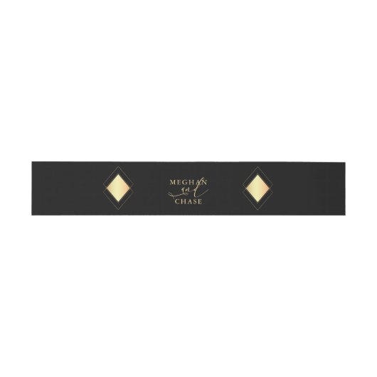 BELLY BAND | Elegant Black en Gold Uitnodigingen Wikkel (Vlak)