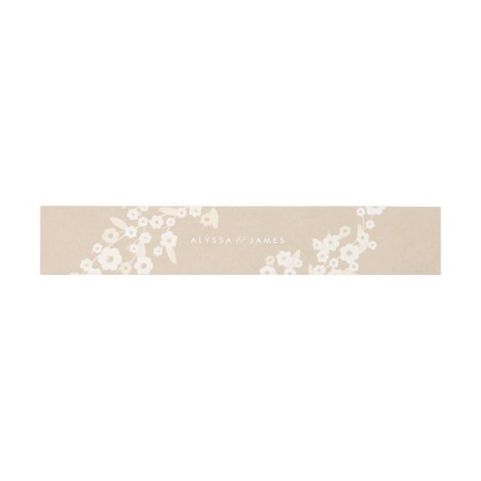 Belly Band Rustic Floral Wedding | Ecru Uitnodigingen Wikkel (Vlak)