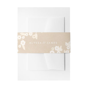 Belly Band Rustic Floral Wedding   Ecru Uitnodigingen Wikkel