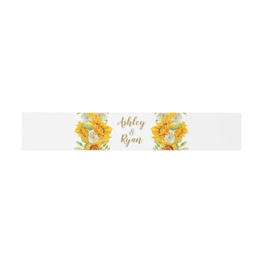 Belly Band Yellow Sunflower Wedding Uitnodigingen Wikkel (Vlak)