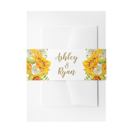 Belly Band Yellow Sunflower Wedding Uitnodigingen Wikkel (Voorkant Voorbeeld)