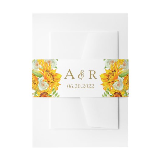 Belly Band Yellow Sunflower Wedding Uitnodigingen Wikkel (Voorkant Voorbeeld)