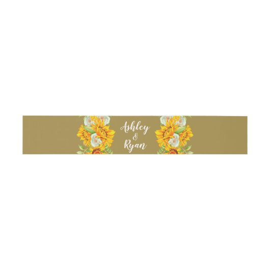 Belly Band Yellow Sunflower Wedding Uitnodigingen Wikkel (Vlak)