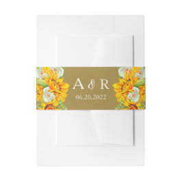 Belly Band Yellow Sunflower Wedding Uitnodigingen Wikkel