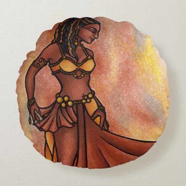 Belly Dance Goddess Rond Kussen (Voorkant)