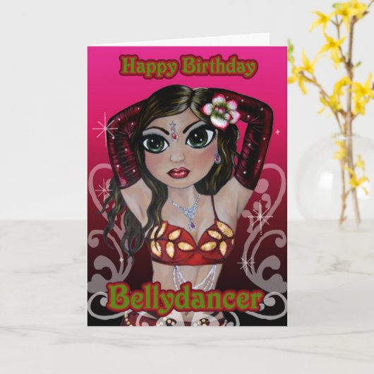 Belly Dance Verjaardag Kaart (Gele Bloem)