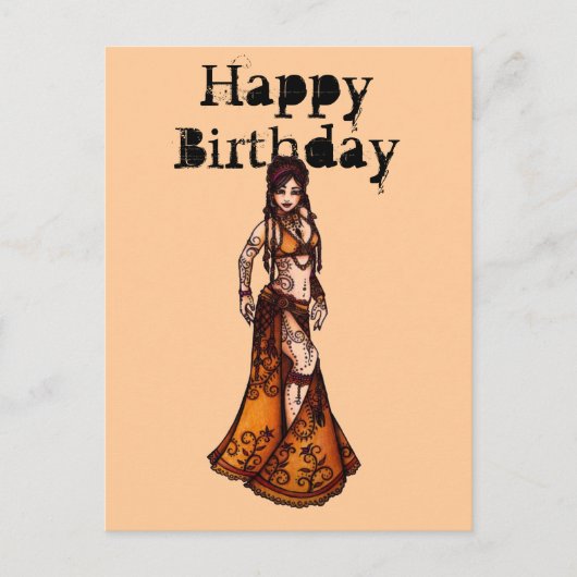 Belly Dancer Birthday-kaarten Briefkaart (Voorkant)