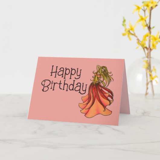 Belly Dancer Birthday-kaarten Kaart (Gele Bloem)