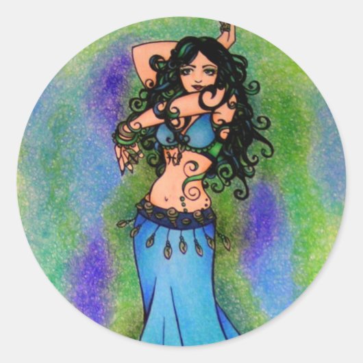 Belly Dancer Birthday Ronde Sticker (Voorkant)