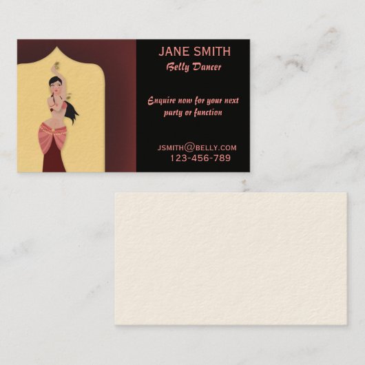 Belly Dancer-entertainment Visitekaartje (Voorkant / Achterkant)