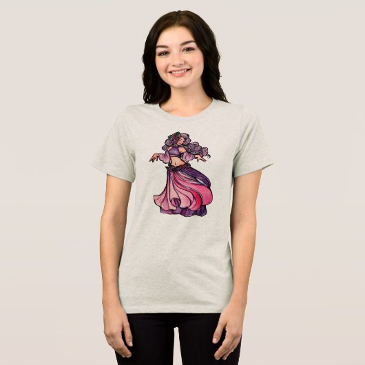 Belly Dancer Goddess Tri-Blend Shirt (Voorkant volledig)