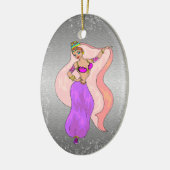 Belly Dancer Illustration - Ovaal vormend siermidd Keramisch Ornament (Links)