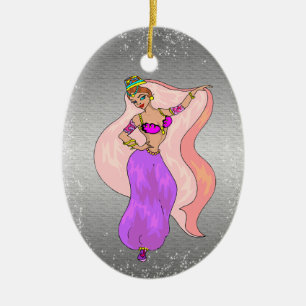 Belly Dancer Illustration - Ovaal vormend siermidd Keramisch Ornament