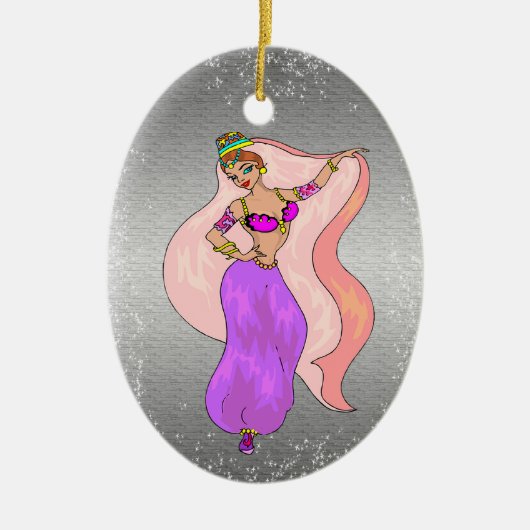 Belly Dancer Illustration - Ovaal vormend siermidd Keramisch Ornament (Voorkant)