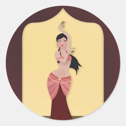 Belly Dancer Middle Eastern danser Ronde Sticker (Voorkant)