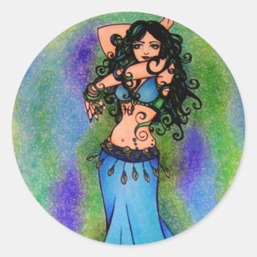 Belly Dancer Ronde Sticker (Voorkant)