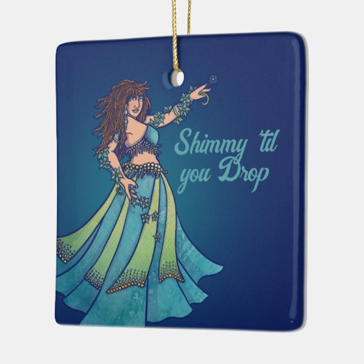 Belly Dancer Ruby Blauwgroen kunst Keramisch Ornament (Links)