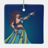 Belly Dancer Ruby Blauwgroen kunst Keramisch Ornament (Achterkant)