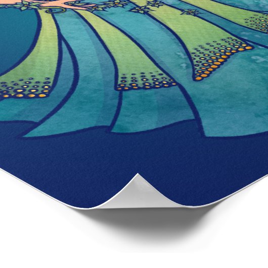 Belly Dancer Ruby Blauwgroen kunst Poster (Hoek)