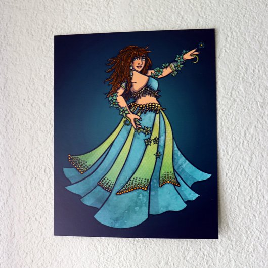 Belly Dancer Ruby Blauwgroen kunst Poster
