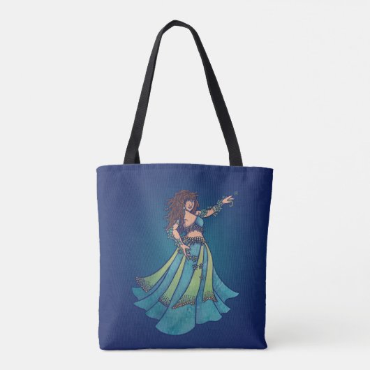 Belly Dancer Ruby Blauwgroen kunst Tote Bag (Achterkant)