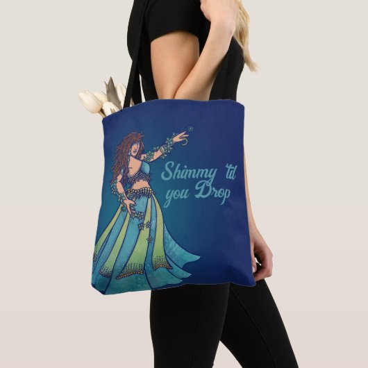 Belly Dancer Ruby Blauwgroen kunst Tote Bag (Dichtbij)