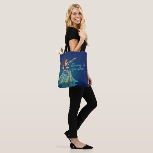 Belly Dancer Ruby Blauwgroen kunst Tote Bag (Op model)