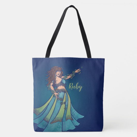 Belly Dancer Ruby Blauwgroen Tote Bag (Voorkant)