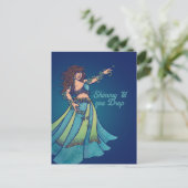 Belly Dancer Ruby Teal Art  Briefkaart (Staand voorkant)