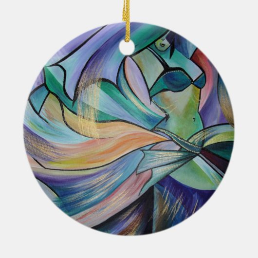 Belly Dancer uit het Midden-Oosten met parelvezel Keramisch Ornament (Achterkant)