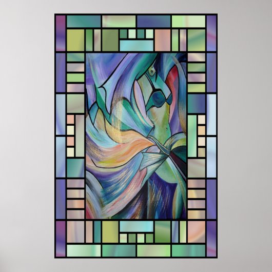 Belly Dancer uit het Midden-Oosten met parelvezel Poster (Voorkant)