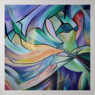 Belly Dancer uit het Midden-Oosten met parelvezel Poster