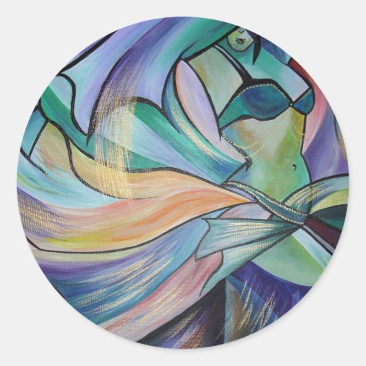 Belly Dancer uit het Midden-Oosten met parelvezel Ronde Sticker (Voorkant)