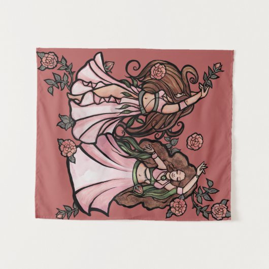 Belly Dancers Roos Pink Mauve Roos Belly Dance Wandkleed (Voorkant (horizontaal))