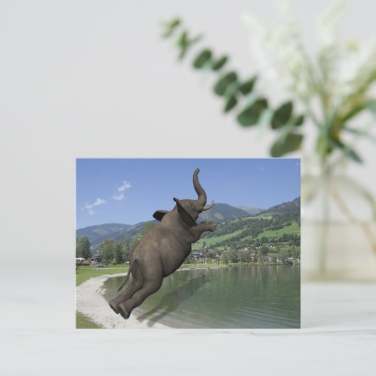 Belly Flop Elephant Briefkaart (Staand voorkant)
