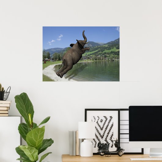 Belly Flop Elephant Poster (Thuiskantoor)