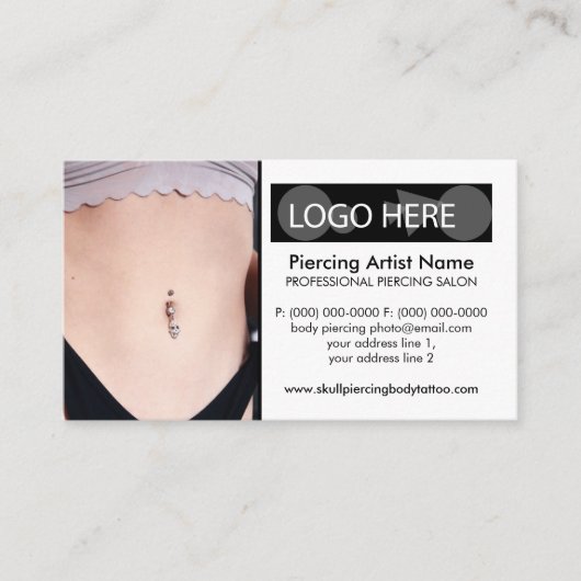 Belly Piercing Photo Body Jewelry Visitekaartje (Voorkant)