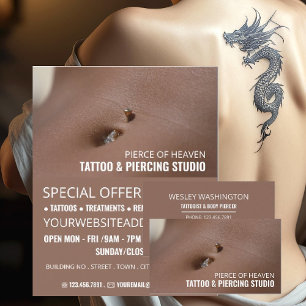 Belly Piercing, Tattoo & body Piercing Studio Flyer