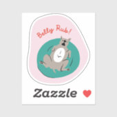 "Belly Rub" Grappige hond geïllustreerd lichtroze Sticker (Vel)