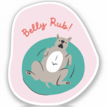 "Belly Rub" Grappige hond geïllustreerd lichtroze