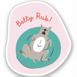 "Belly Rub" Grappige hond geïllustreerd lichtroze  Sticker