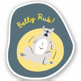 "Belly Rub" Grappige hond geïllustreerd Navy retro Sticker