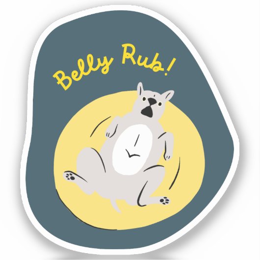 "Belly Rub" Grappige hond geïllustreerd Navy retro Sticker (Voorkant)