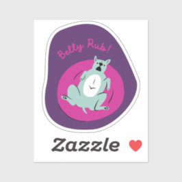 "Belly Rub" Grappige hond geïllustreerd paarse ret Sticker
