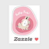"Belly Rub" Grappige hond geïllustreerd roze retro Sticker (Vel)