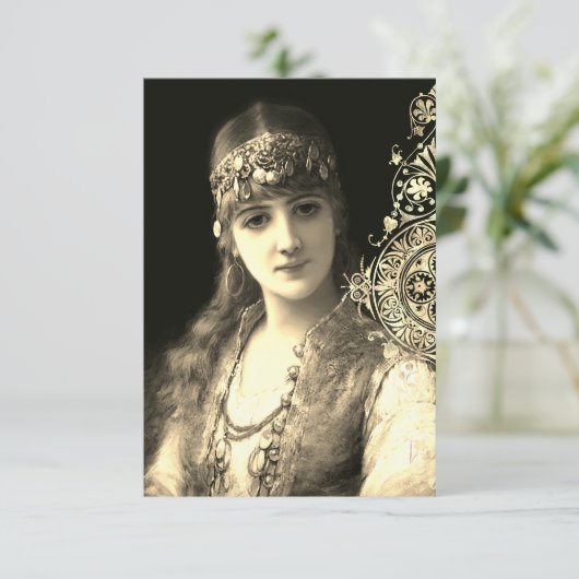 Bellydancer hafla boho zigeuner bruiloft kaart (Staand voorkant)