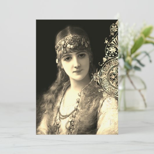 Bellydancer hafla boho zigeuner bruiloft kaart (Staand voorkant)